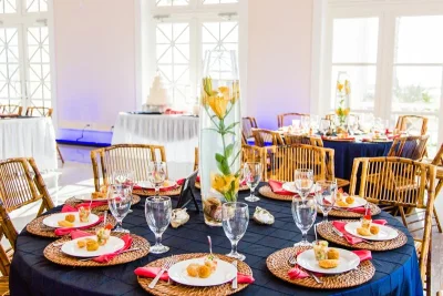 Ceremony and reception setup at NAMAR Event Center