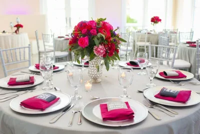 Wedding ceremony and reception in the ballroom